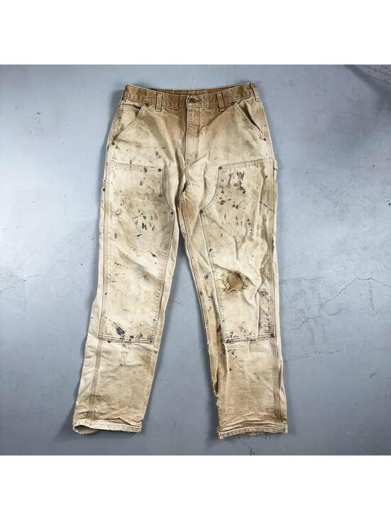 Carhartt Other - Carhartt VTG Double Knee Carpenter Pants USA B01 Brown Thrashed 34x34 Act 32x32
